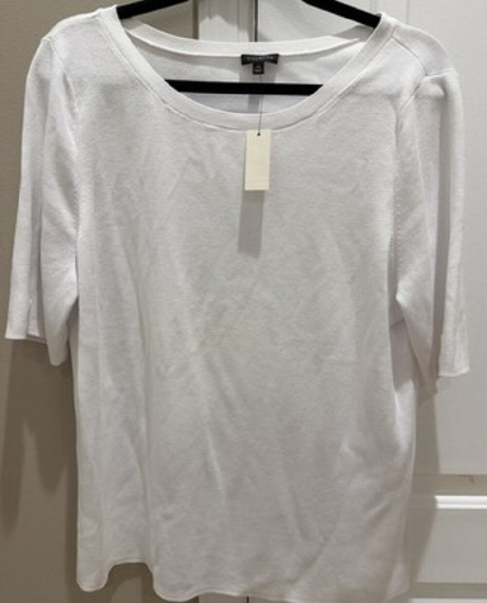TALBOTS Womens XL Off White Ivory Elbow Sleeve Knit Top Pullover NWT